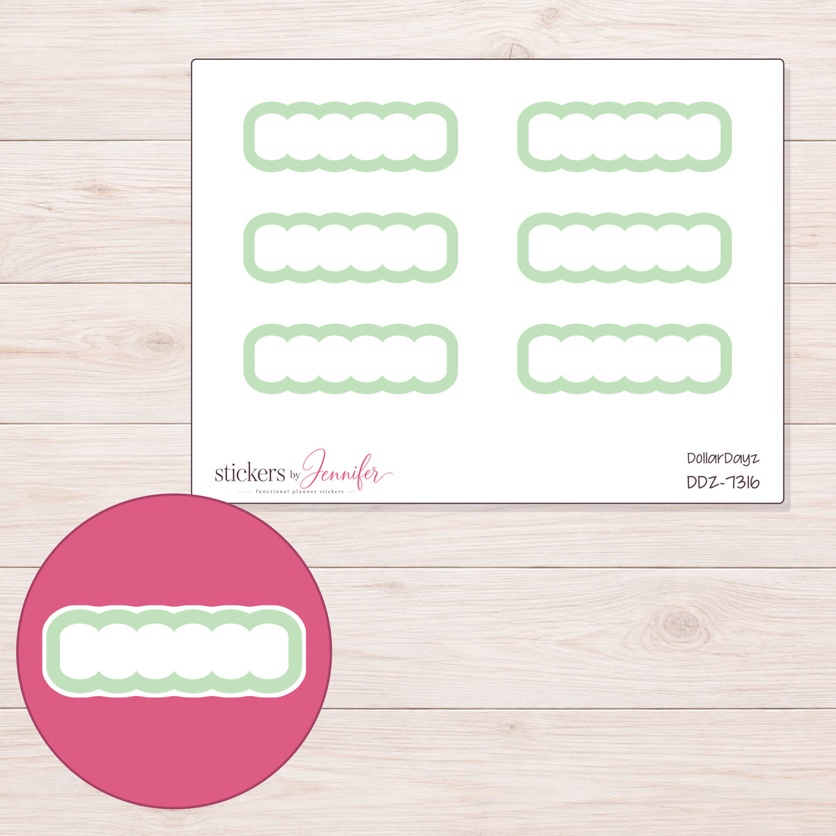 DDZ-7316 planner sticker sheet with enlarged sticker detail