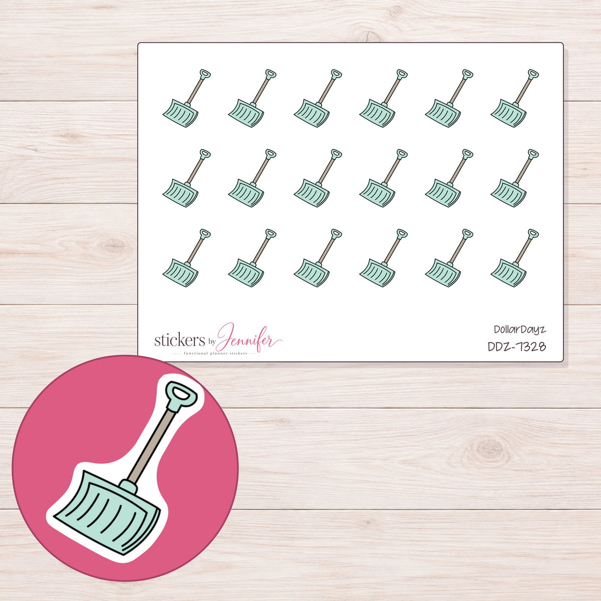 DDZ-7328 planner sticker sheet with enlarged sticker detail