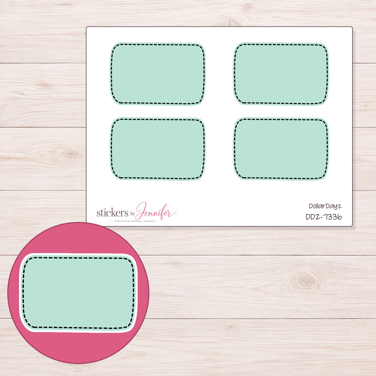 DDZ-7336 planner sticker sheet with enlarged sticker detail