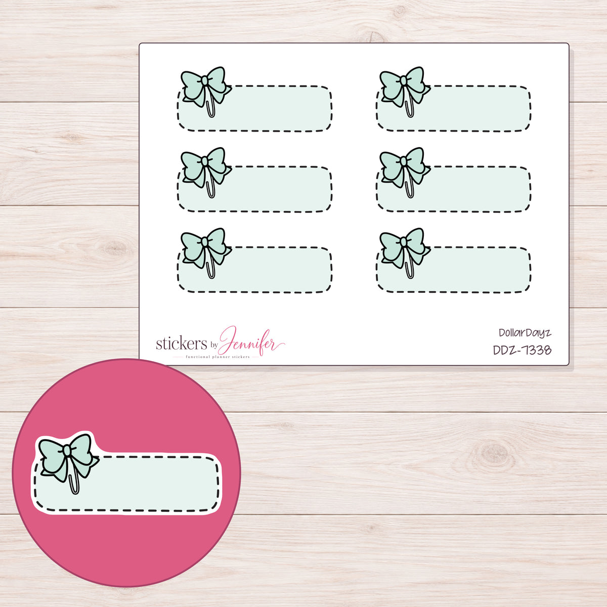DDZ-7338 planner sticker sheet with enlarged sticker detail