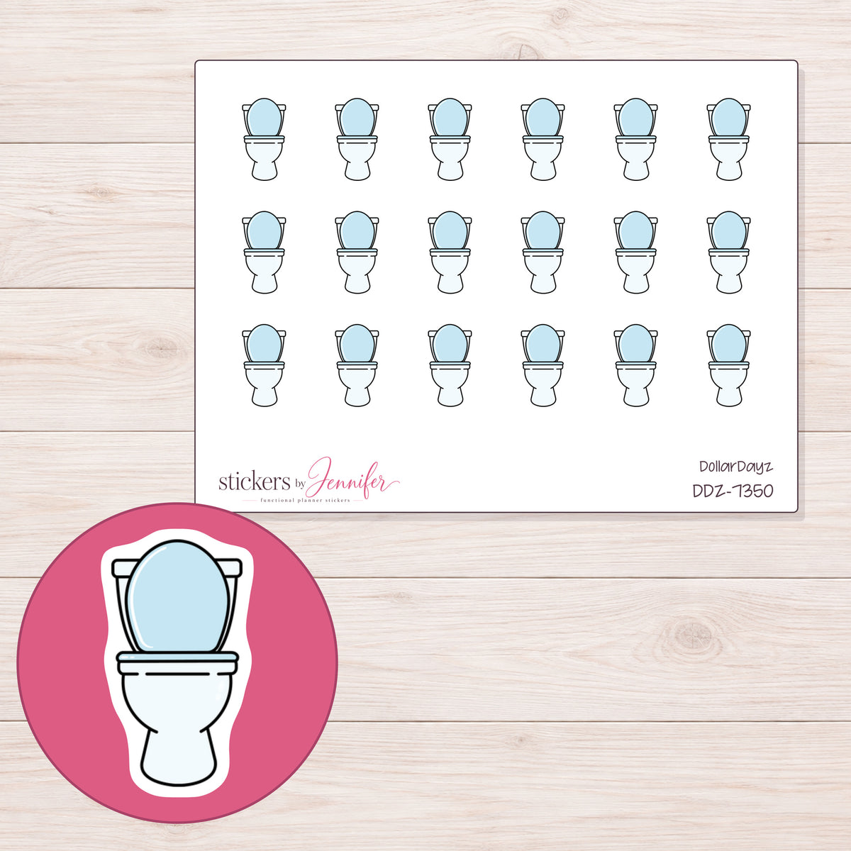 DDZ-7350 planner sticker sheet with enlarged sticker detail