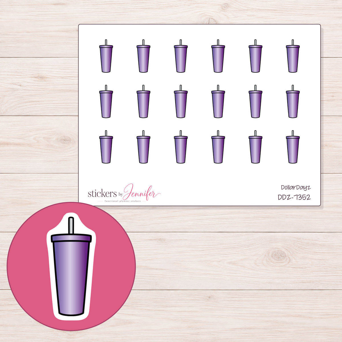 DDZ-7352 planner sticker sheet with enlarged sticker detail