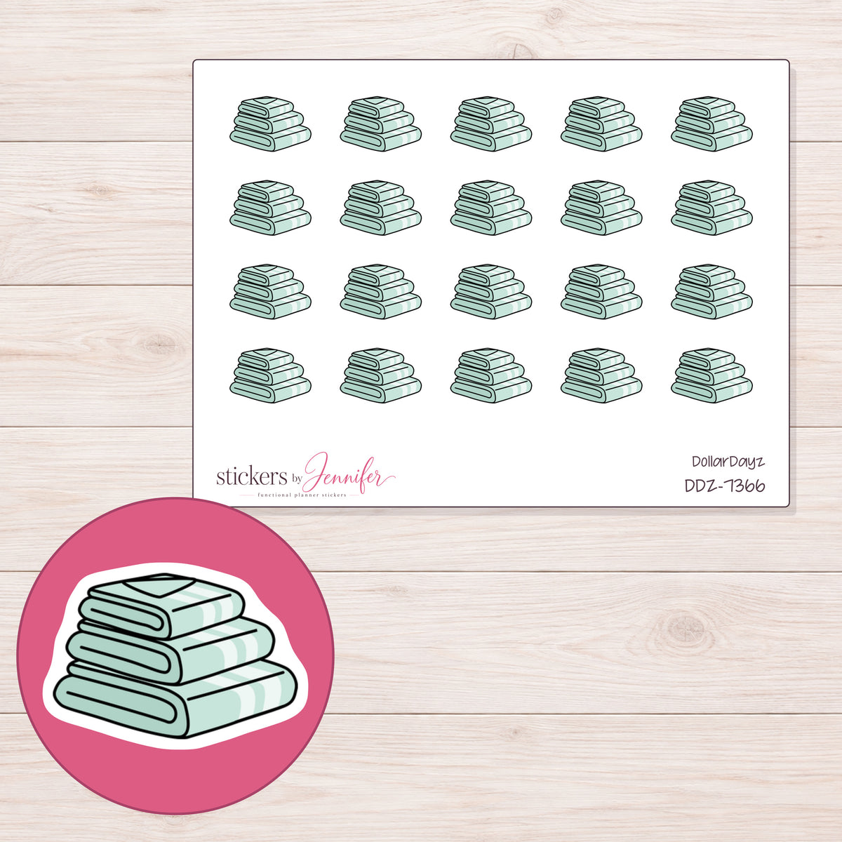 DDZ-7366 planner sticker sheet with enlarged sticker detail
