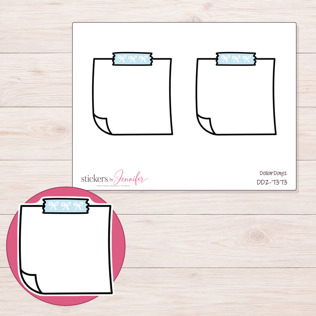 DDZ-7373 planner sticker sheet with enlarged sticker detail