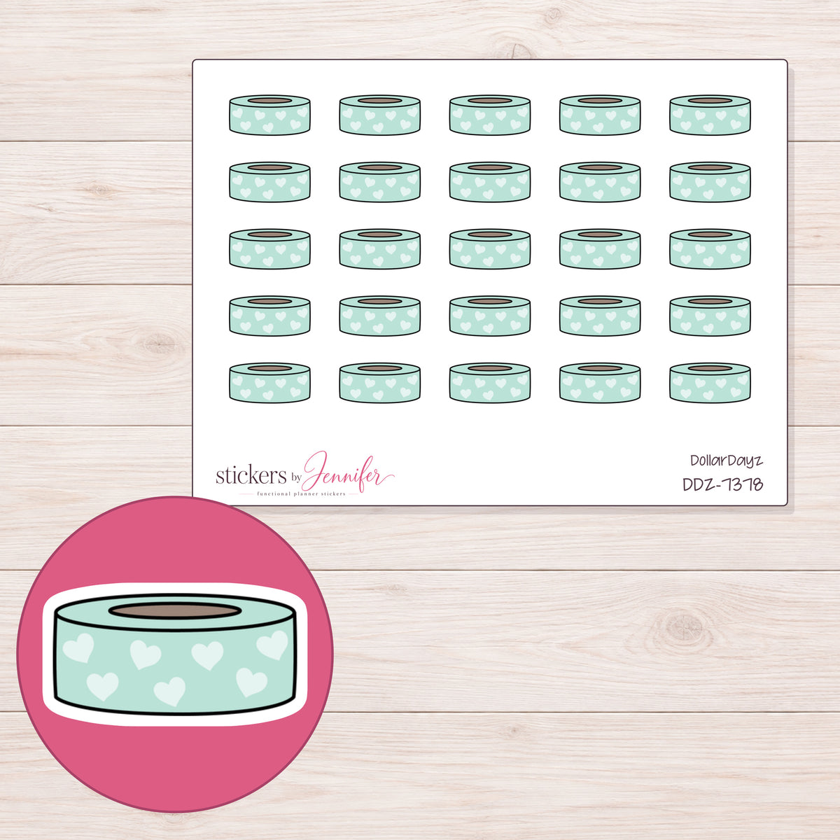 DDZ-7378 planner sticker sheet with enlarged sticker detail
