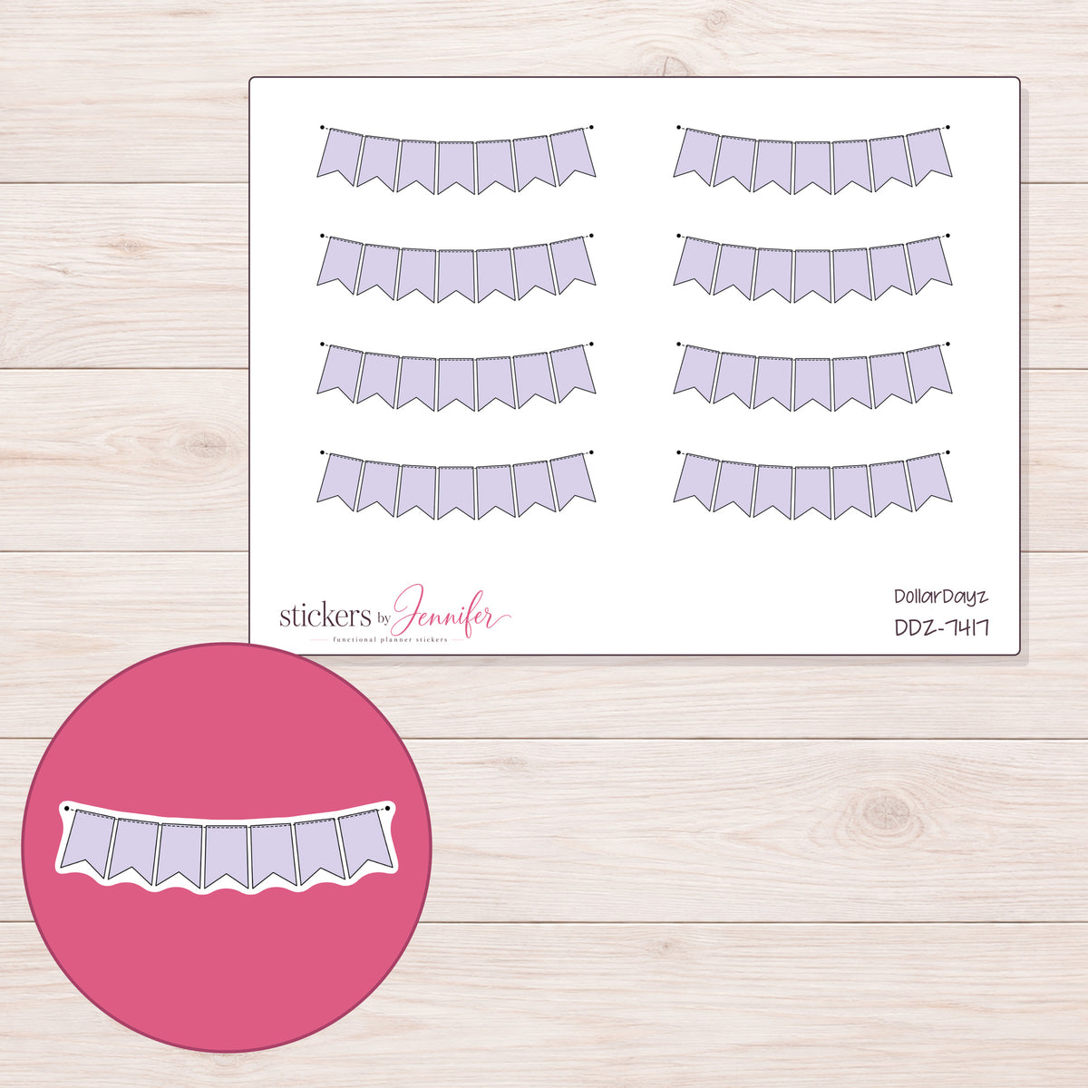 DDZ-7417 planner sticker sheet with enlarged sticker detail