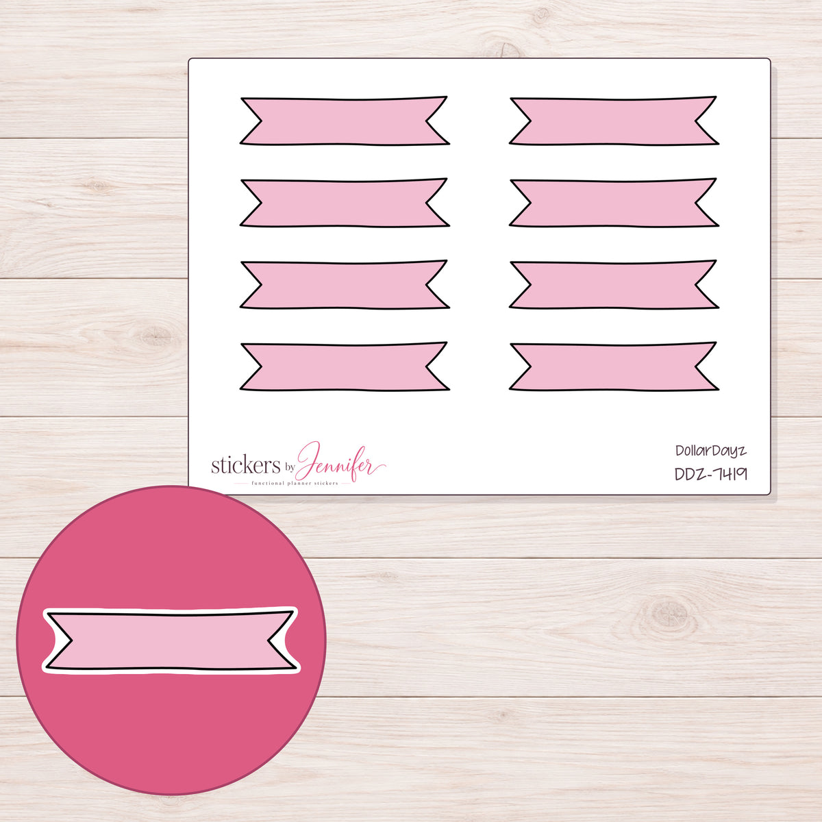 DDZ-7419 planner sticker sheet with enlarged sticker detail