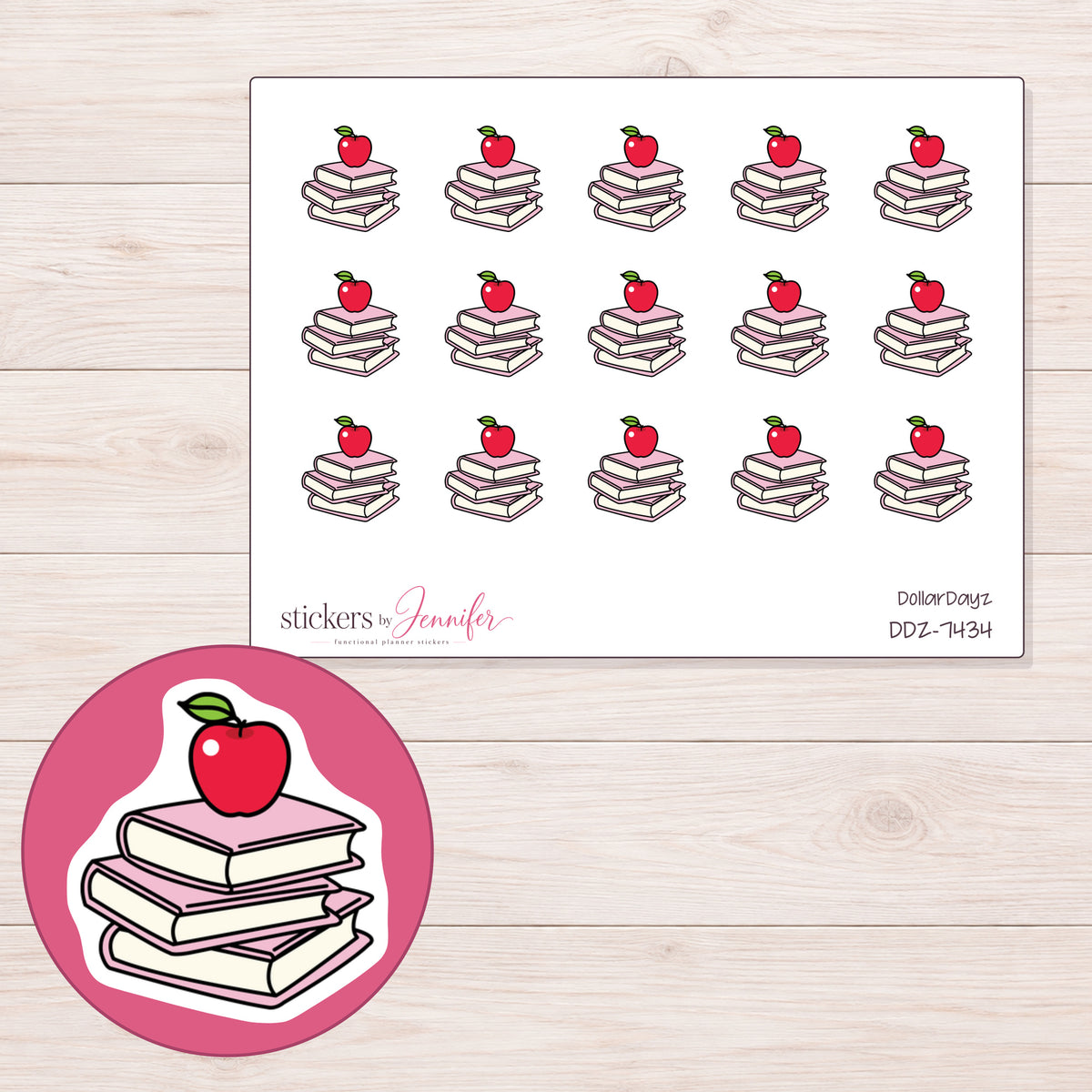 DDZ-7434 planner sticker sheet with enlarged sticker detail