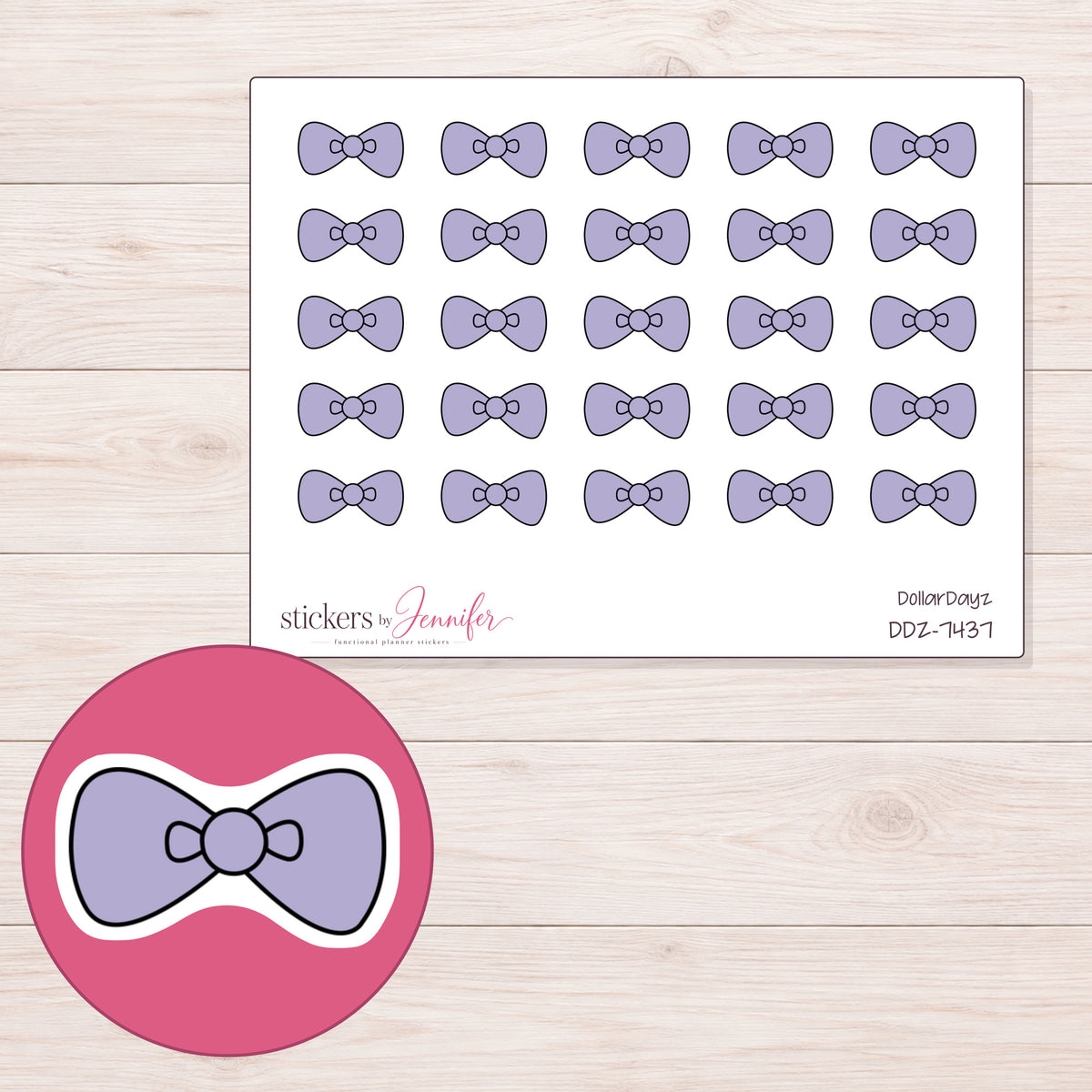 DDZ-7437 planner sticker sheet with enlarged sticker detail