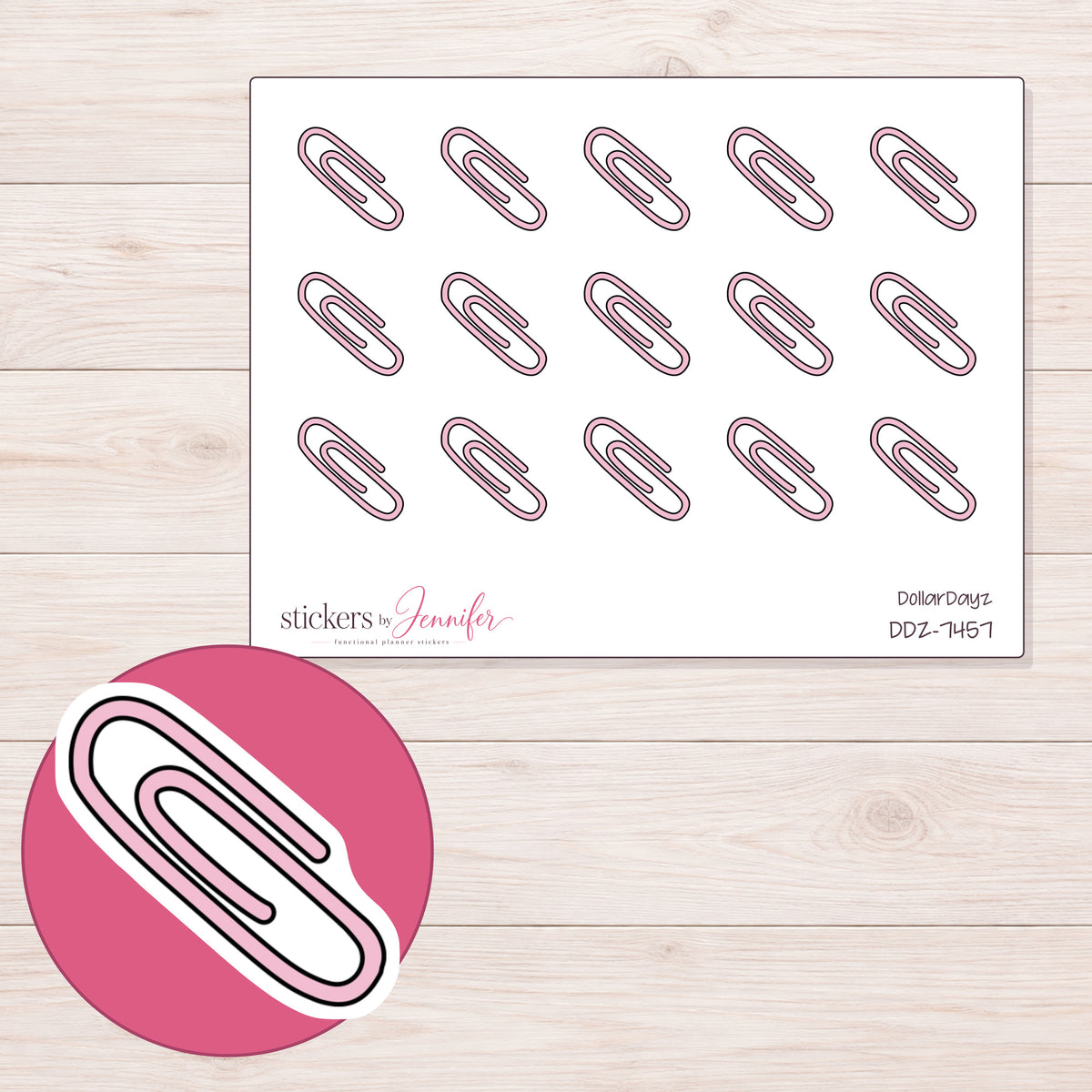 DDZ-7457 planner sticker sheet with enlarged sticker detail