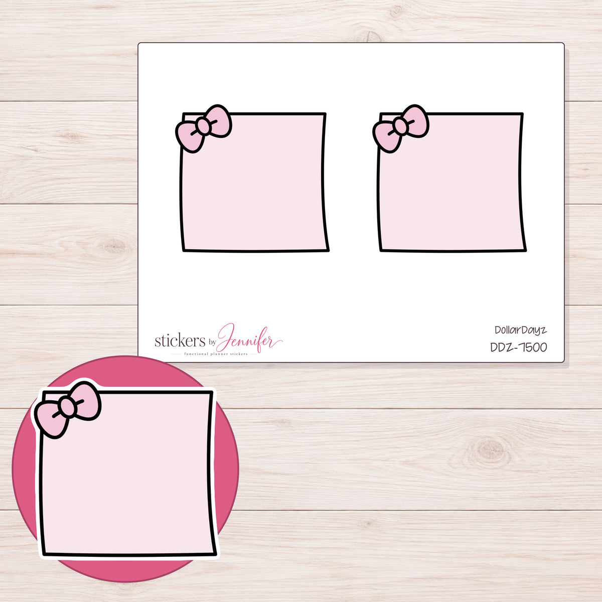 DDZ-7500 planner sticker sheet with enlarged sticker detail