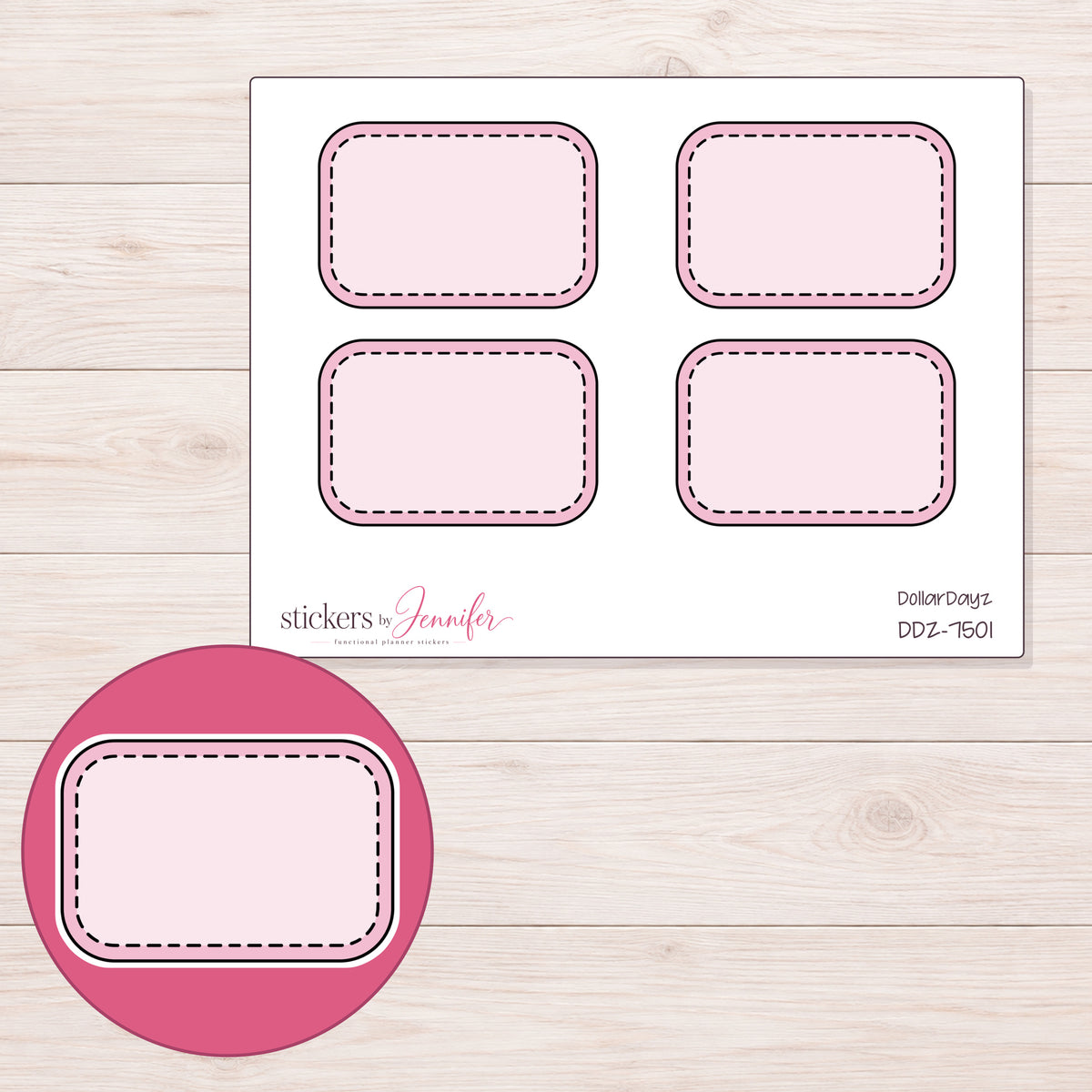 DDZ-7501 planner sticker sheet with enlarged sticker detail