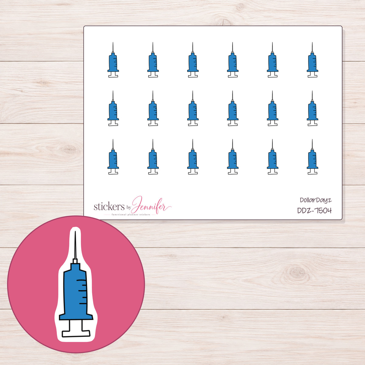 DDZ-7504 planner sticker sheet with enlarged sticker detail
