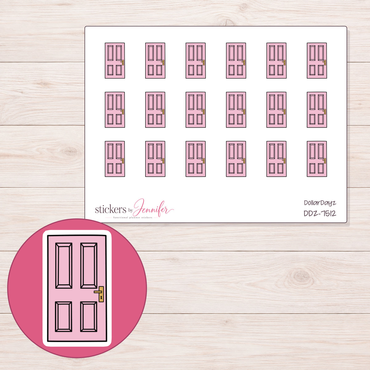 DDZ-7512 planner sticker sheet with enlarged sticker detail