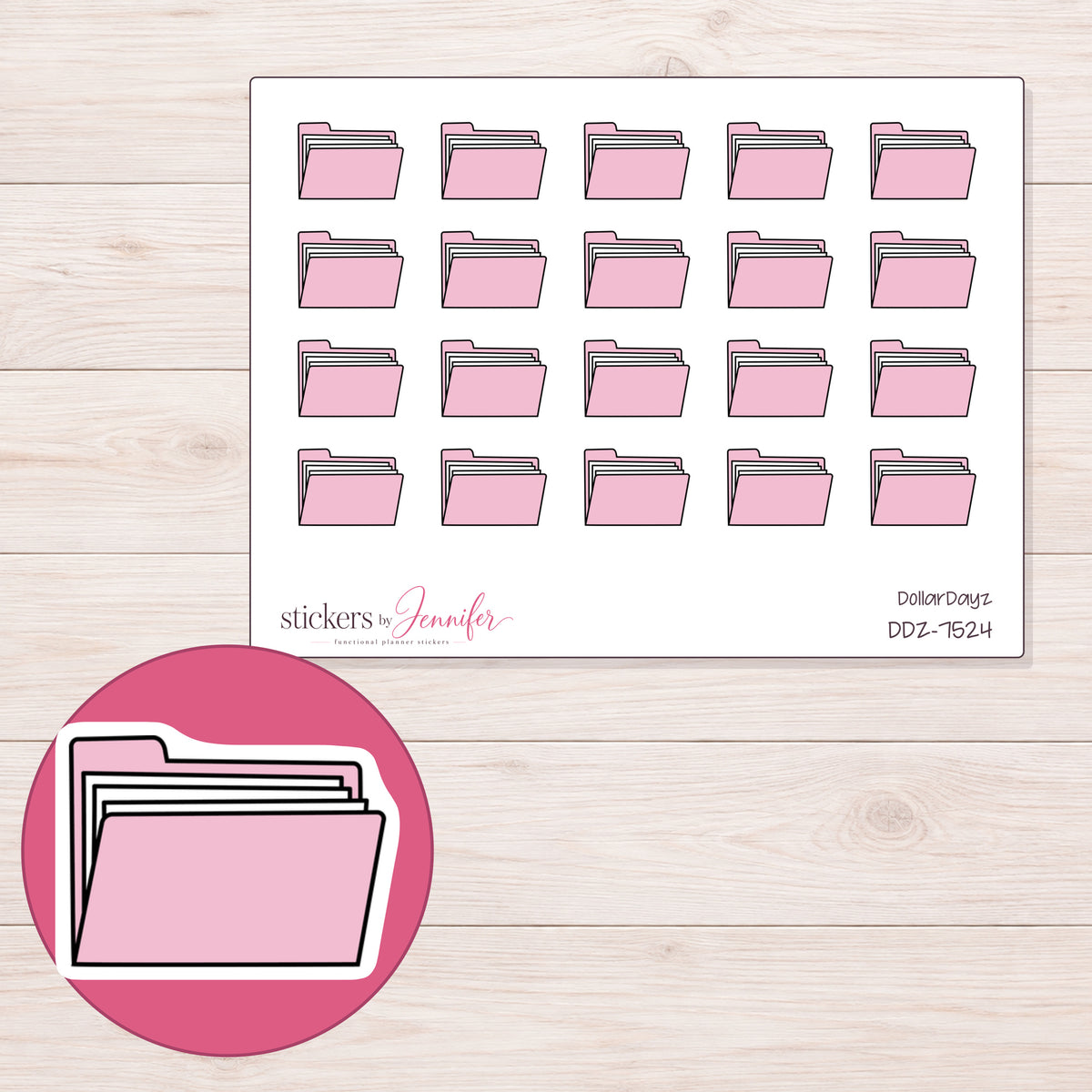 DDZ-7524 planner sticker sheet with enlarged sticker detail