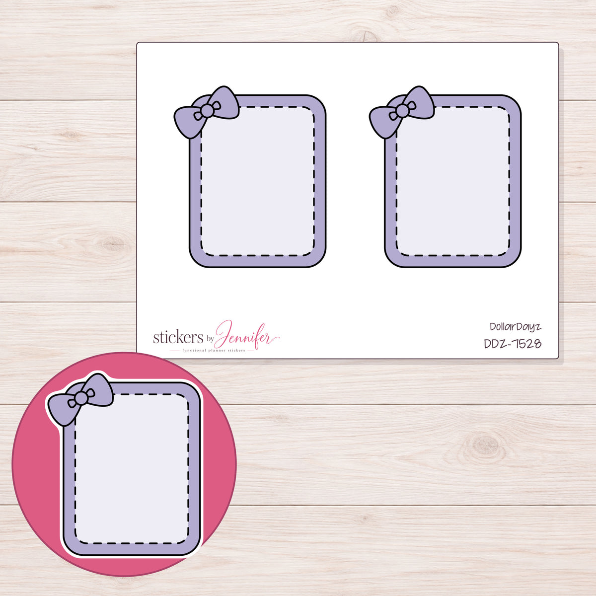 DDZ-7528 planner sticker sheet with enlarged sticker detail
