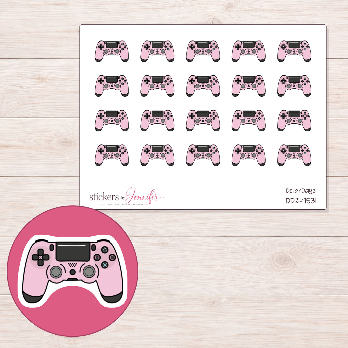 DDZ-7531 planner sticker sheet with enlarged sticker detail