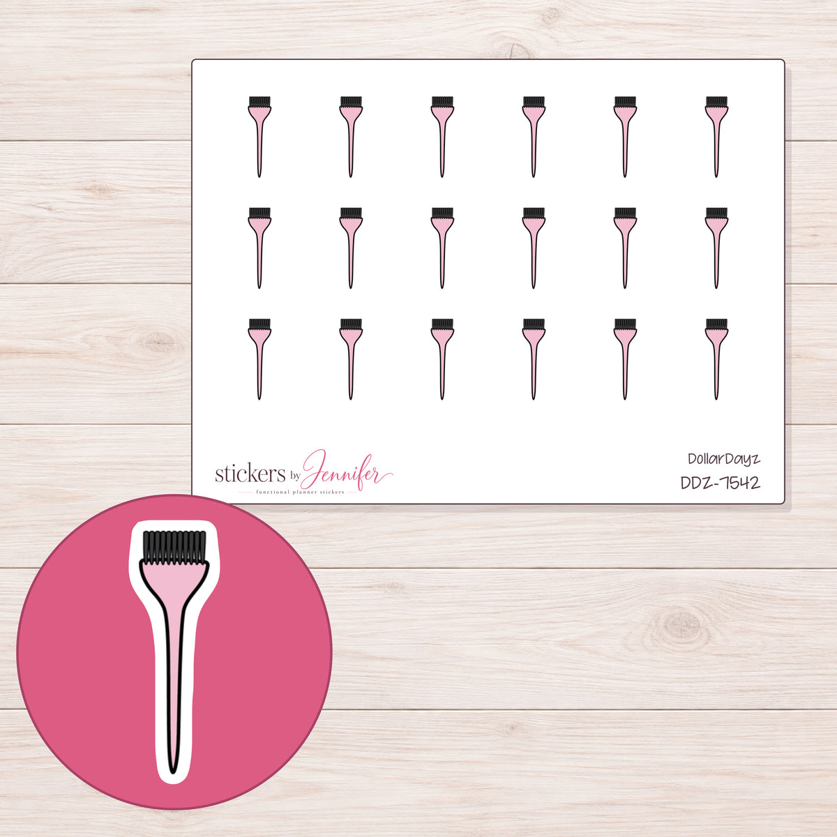 DDZ-7542 planner sticker sheet with enlarged sticker detail