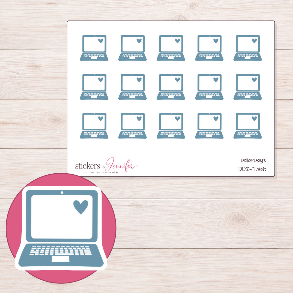 DDZ-7566 planner sticker sheet with enlarged sticker detail