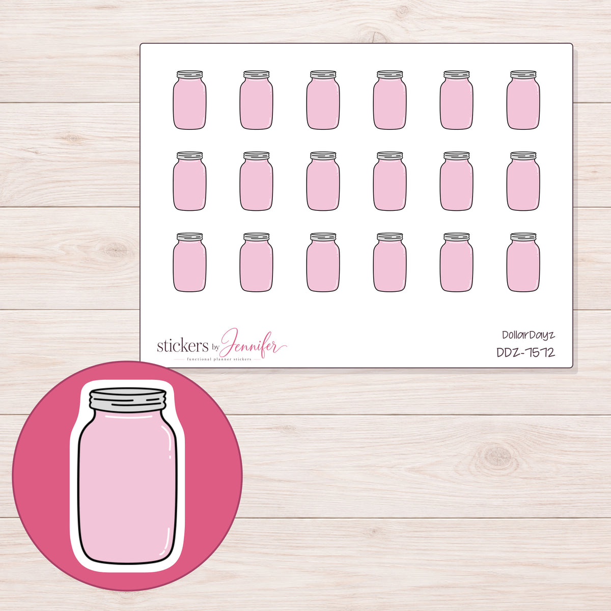DDZ-7572 planner sticker sheet with enlarged sticker detail