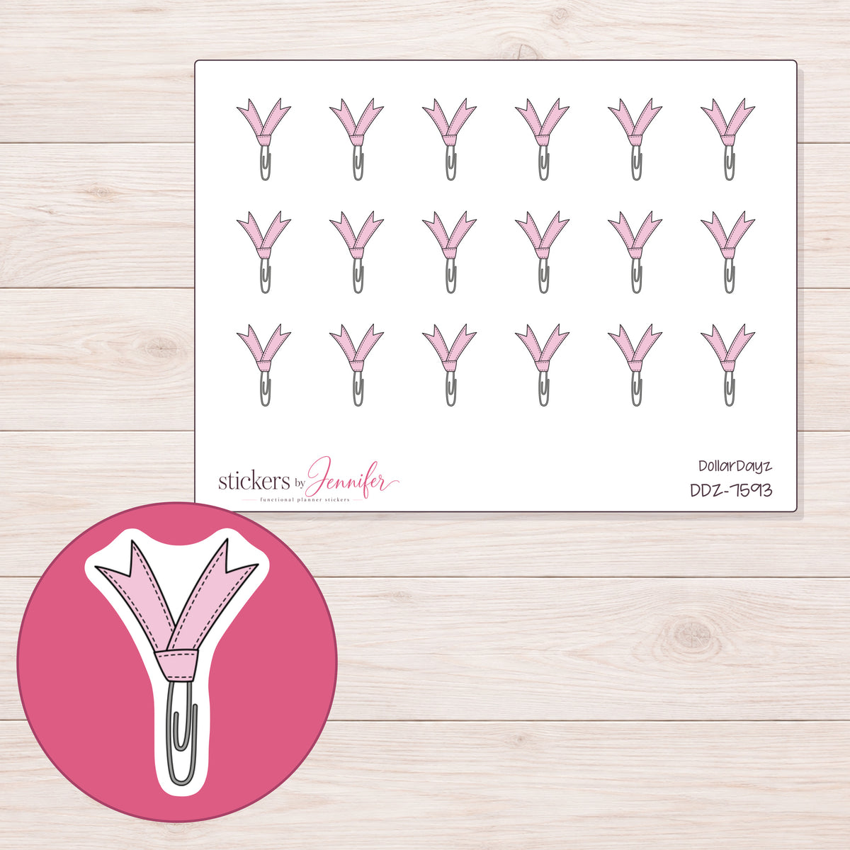 DDZ-7593 planner sticker sheet with enlarged sticker detail