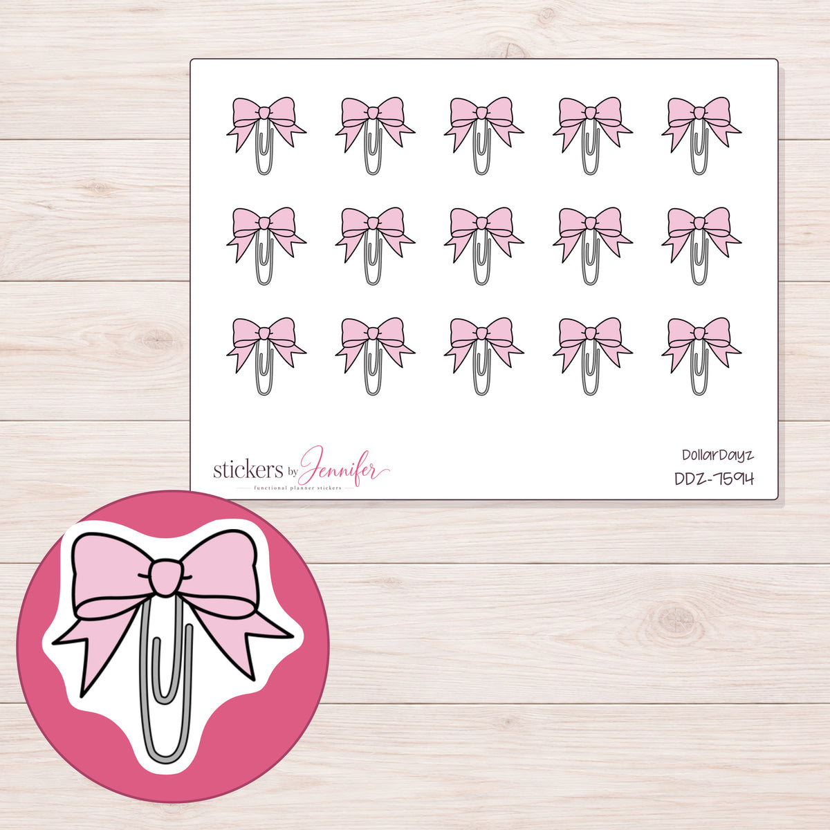 DDZ-7594 planner sticker sheet with enlarged sticker detail