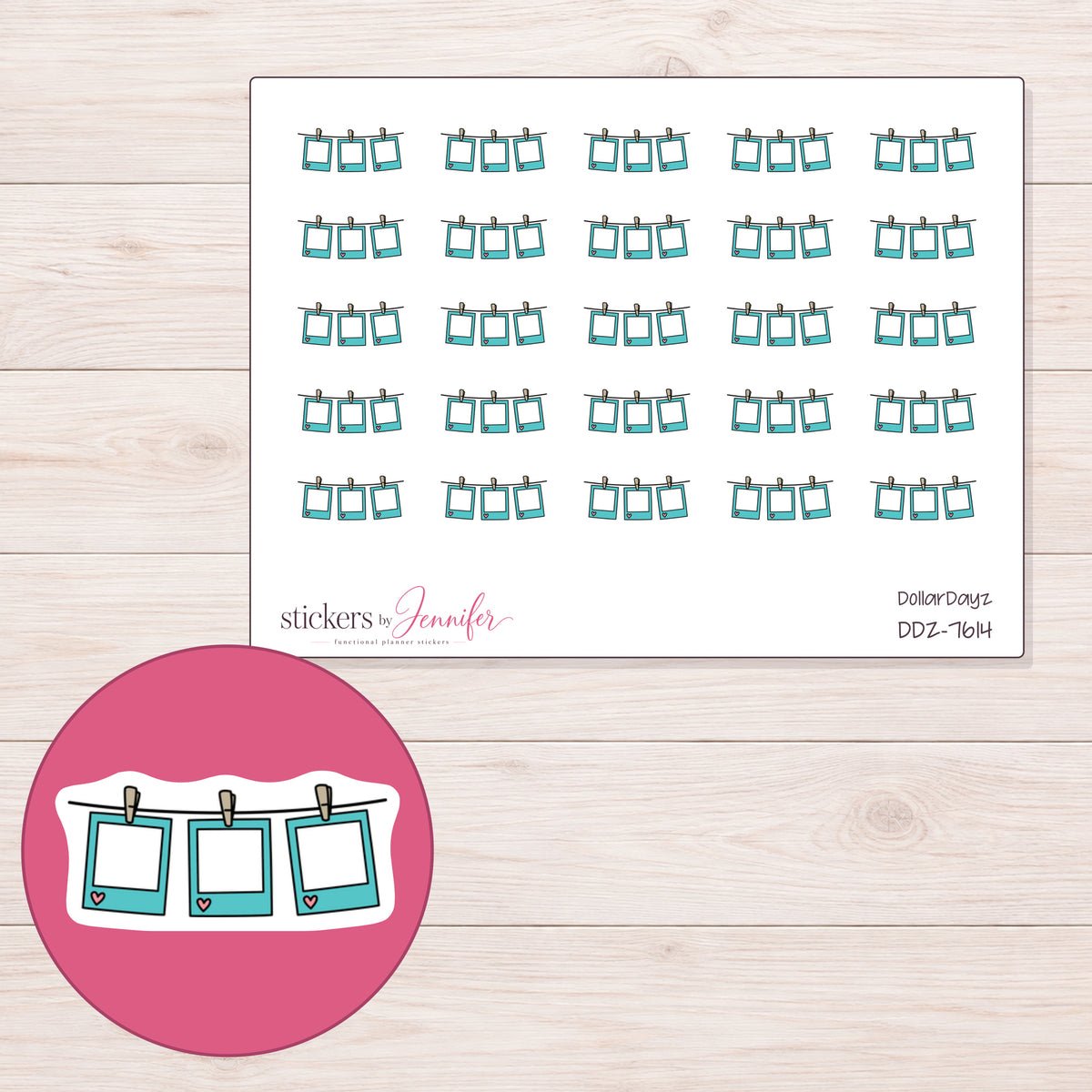 DDZ-7614 planner sticker sheet with enlarged sticker detail