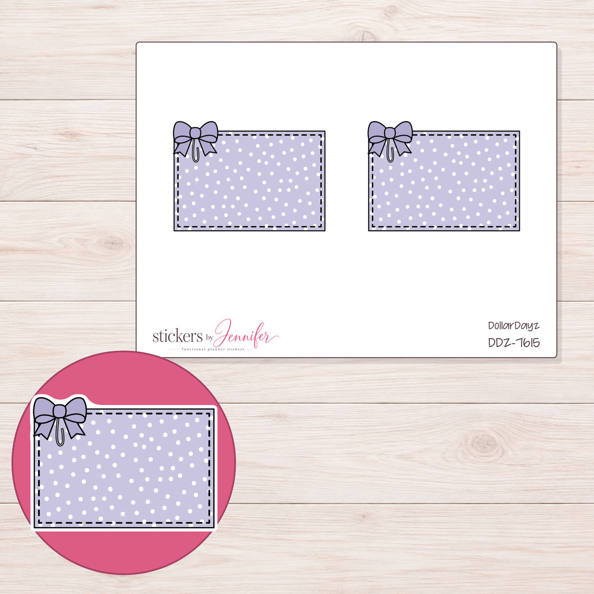 DDZ-7615 planner sticker sheet with enlarged sticker detail