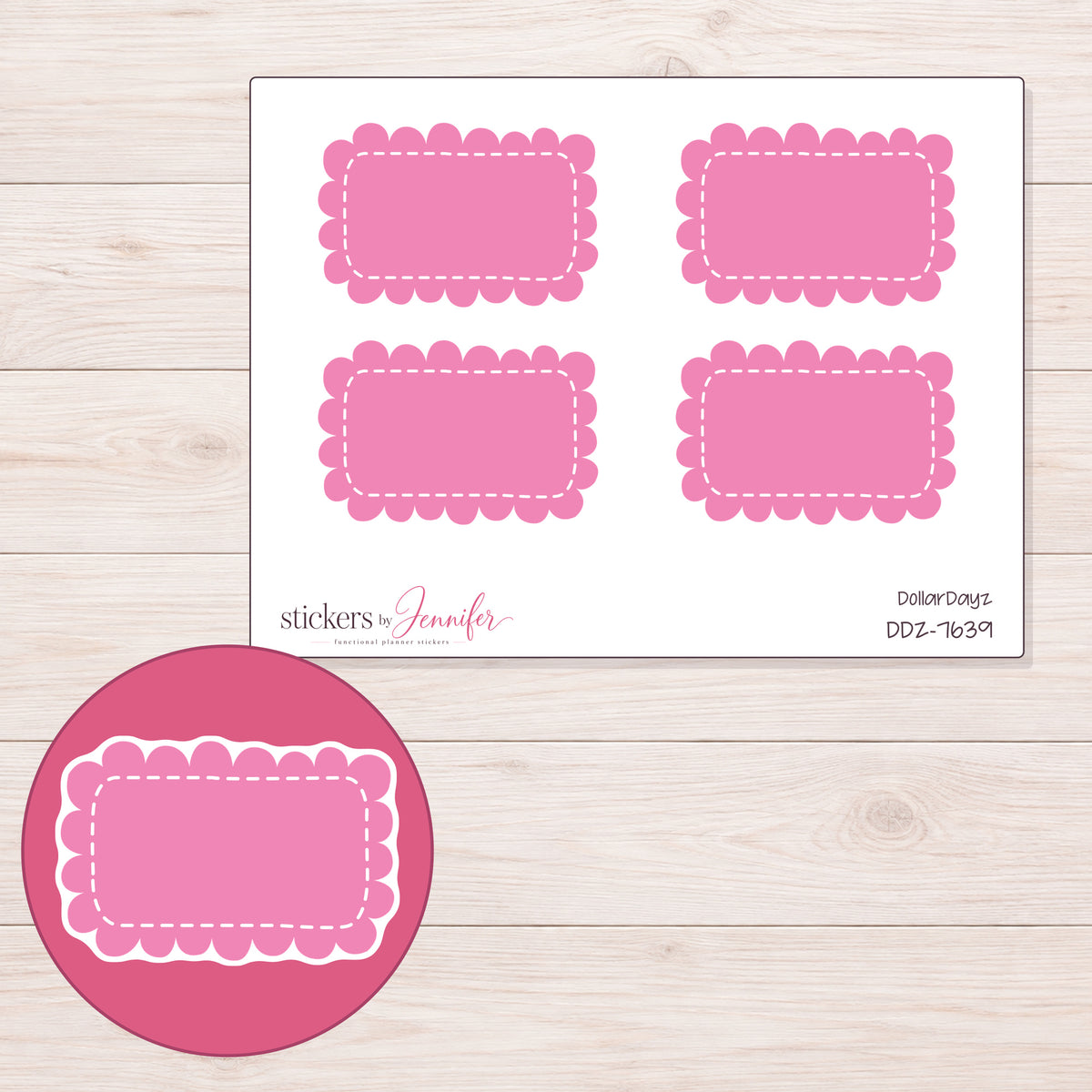 DDZ-7639 planner sticker sheet with enlarged sticker detail