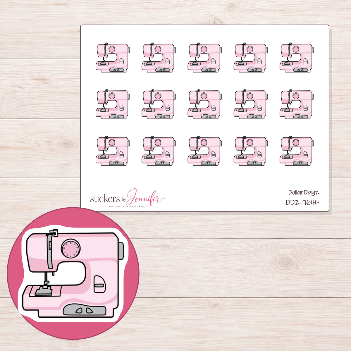 DDZ-7644 planner sticker sheet with enlarged sticker detail