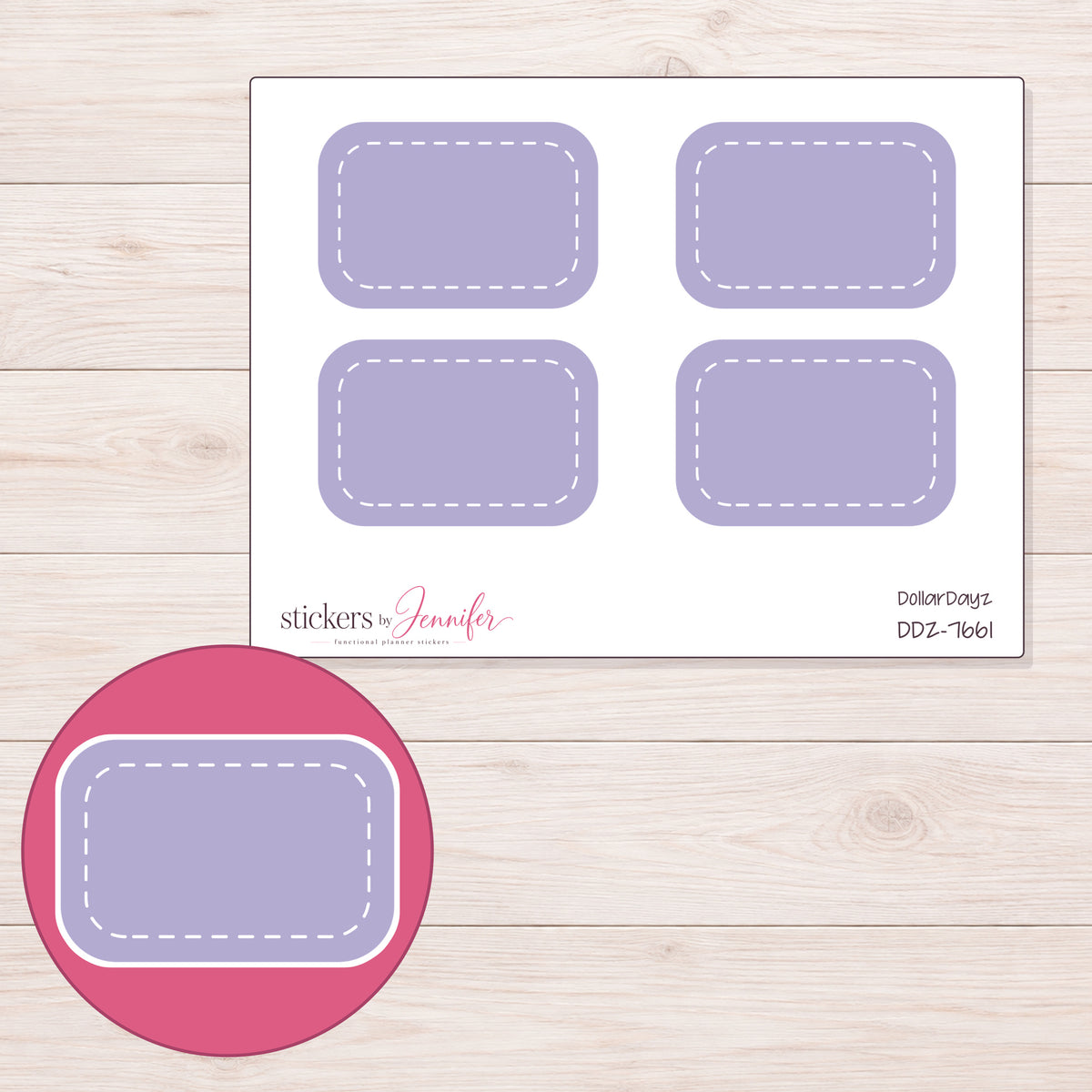 DDZ-7661 planner sticker sheet with enlarged sticker detail