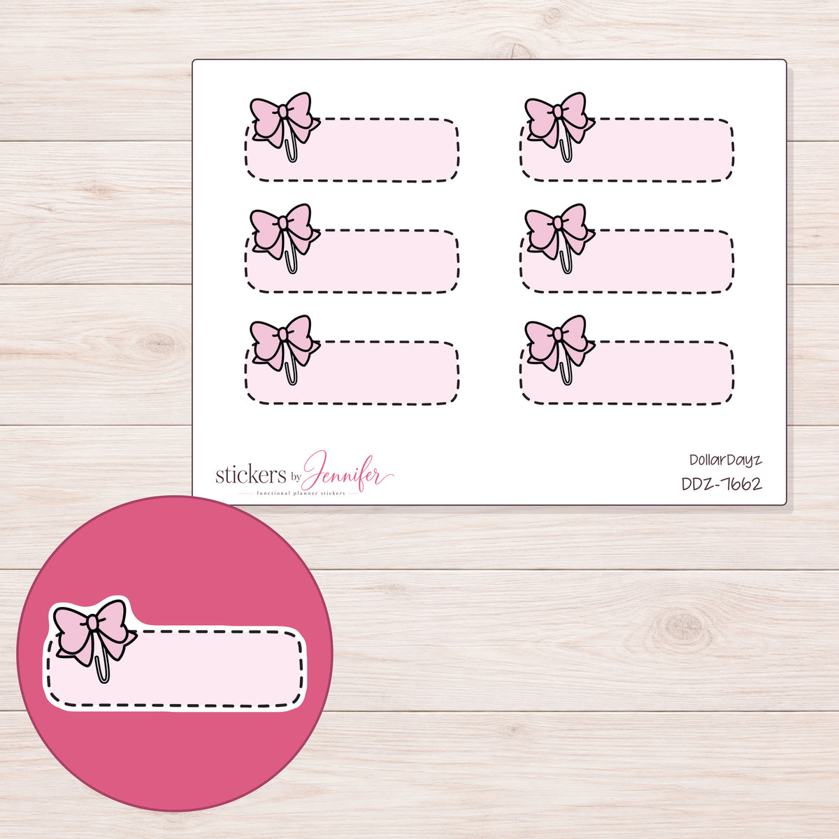 DDZ-7662 planner sticker sheet with enlarged sticker detail