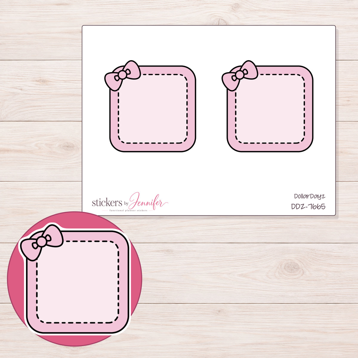 DDZ-7665 planner sticker sheet with enlarged sticker detail