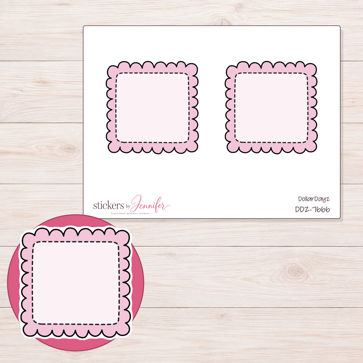DDZ-7666 planner sticker sheet with enlarged sticker detail