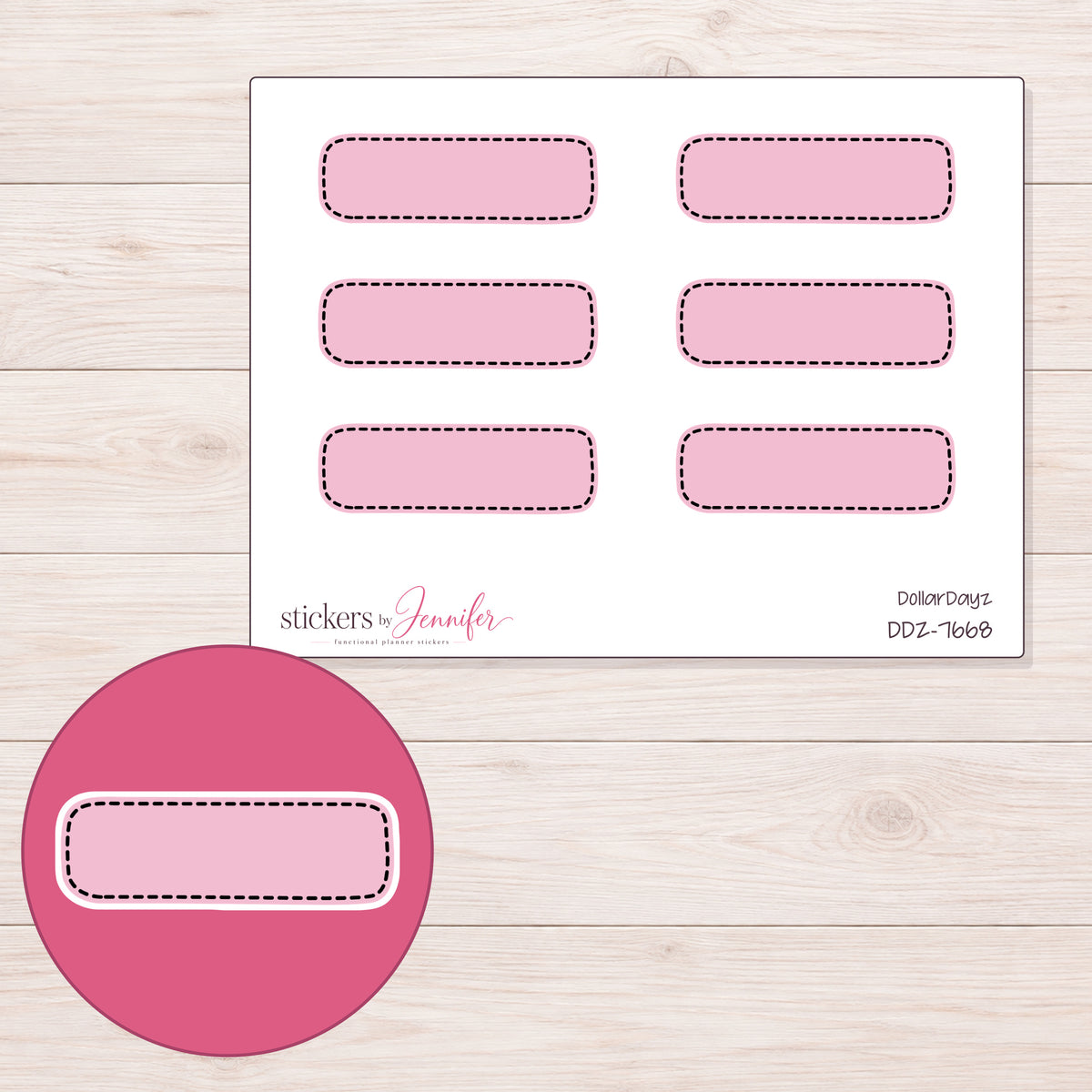 DDZ-7668 planner sticker sheet with enlarged sticker detail