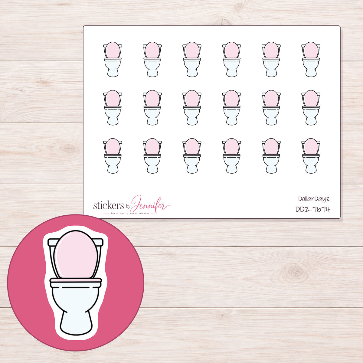 DDZ-7674 planner sticker sheet with enlarged sticker detail