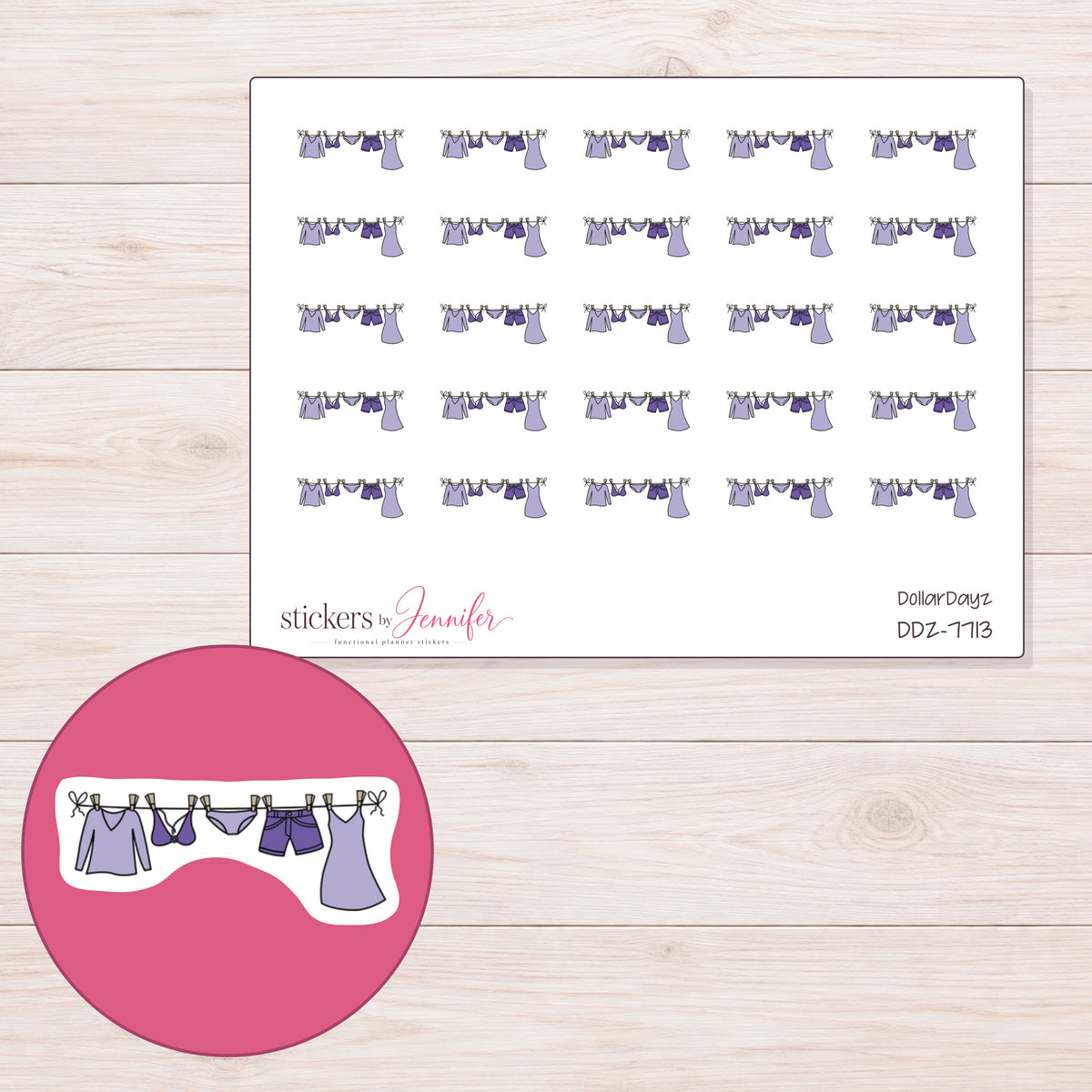DDZ-7713 planner sticker sheet with enlarged sticker detail
