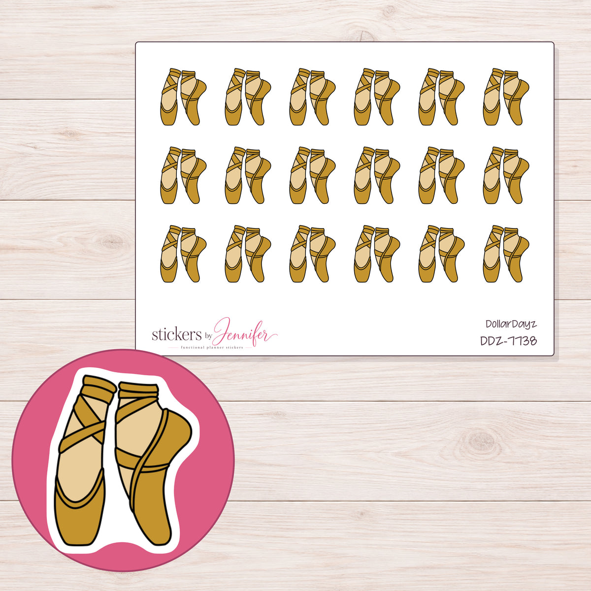 DDZ-7738 planner sticker sheet with enlarged sticker detail