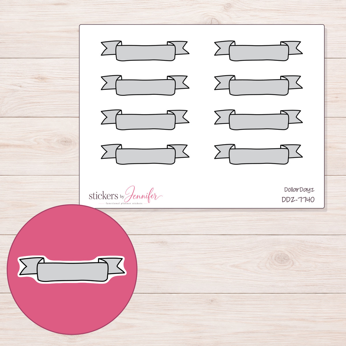 DDZ-7740 planner sticker sheet with enlarged sticker detail