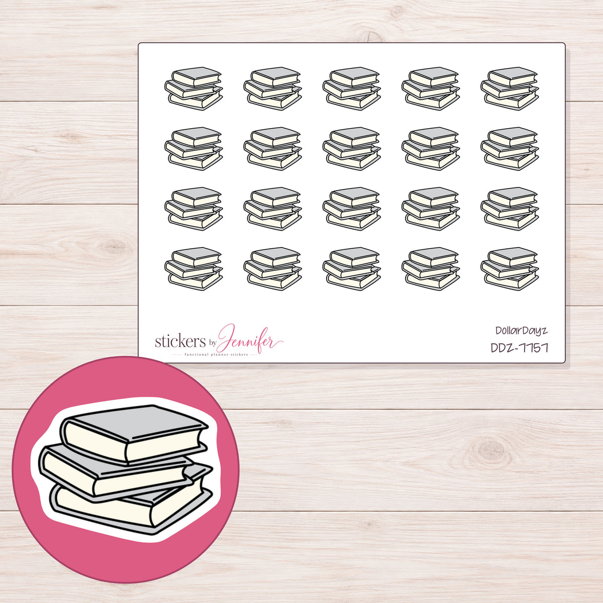 DDZ-7757 planner sticker sheet with enlarged sticker detail
