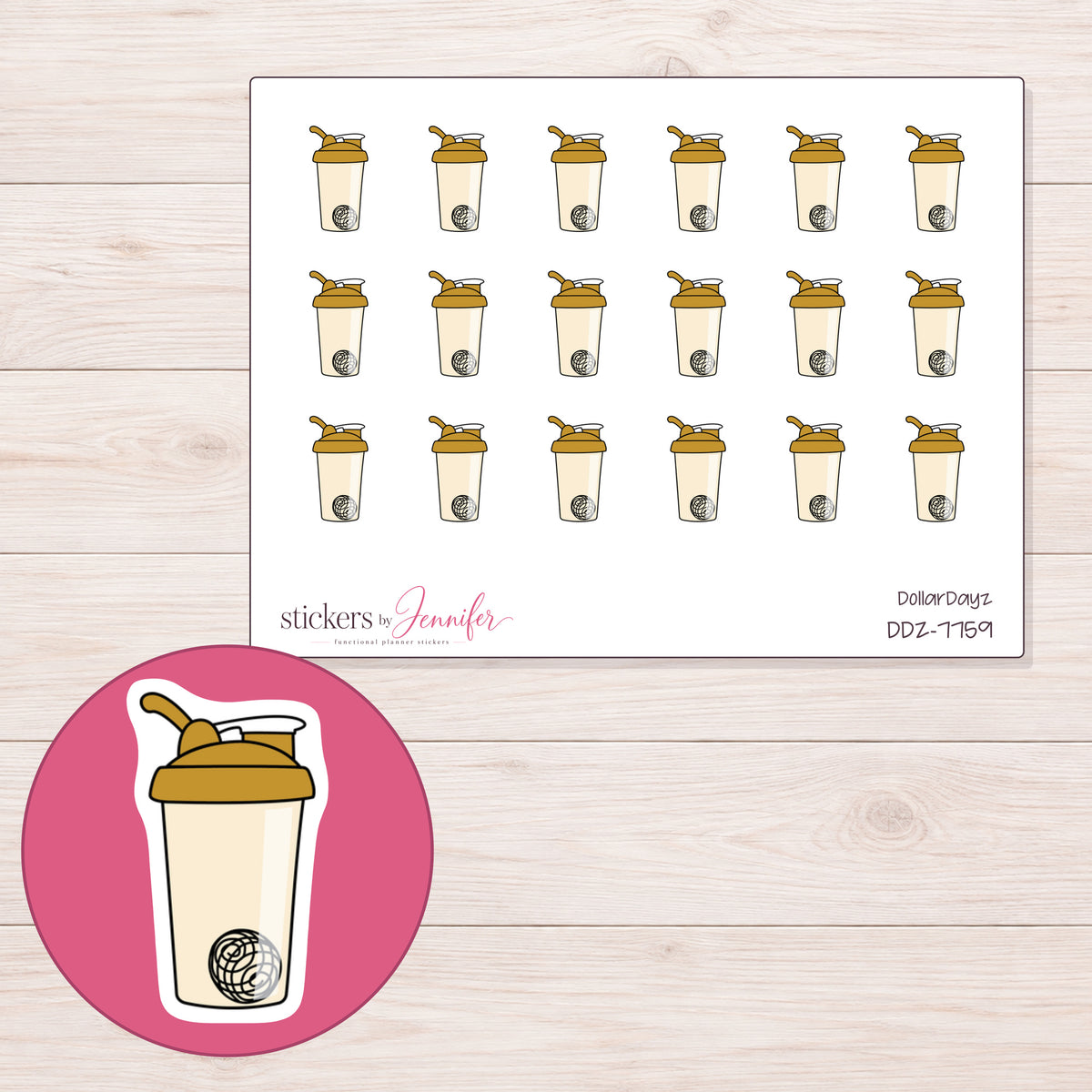 DDZ-7759 planner sticker sheet with enlarged sticker detail