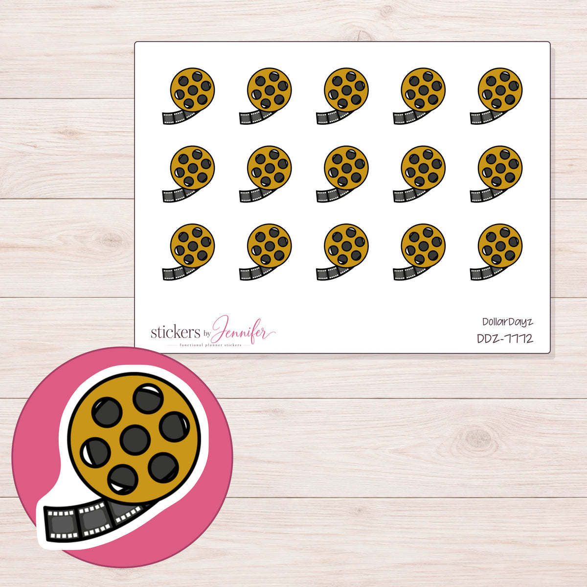 DDZ-7772 planner sticker sheet with enlarged sticker detail