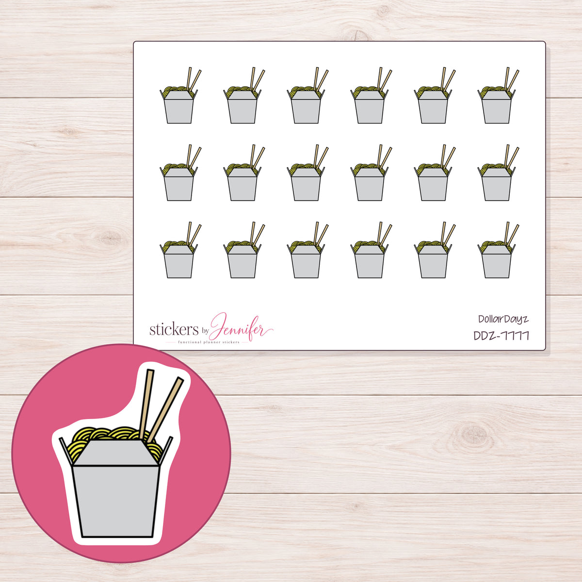 DDZ-7777 planner sticker sheet with enlarged sticker detail
