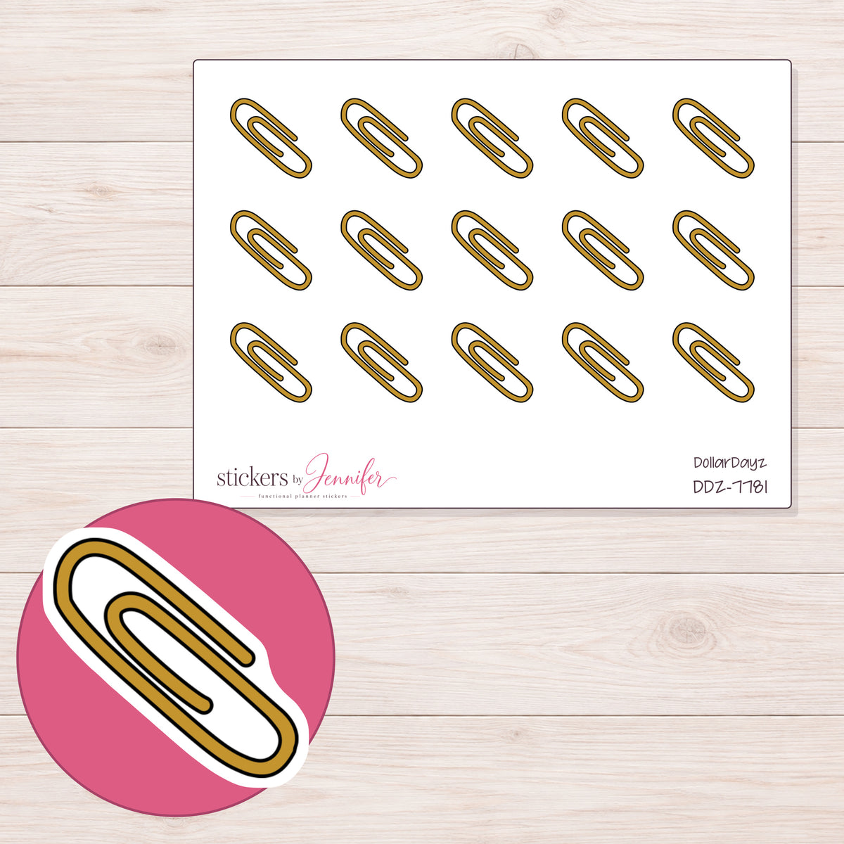 DDZ-7781 planner sticker sheet with enlarged sticker detail