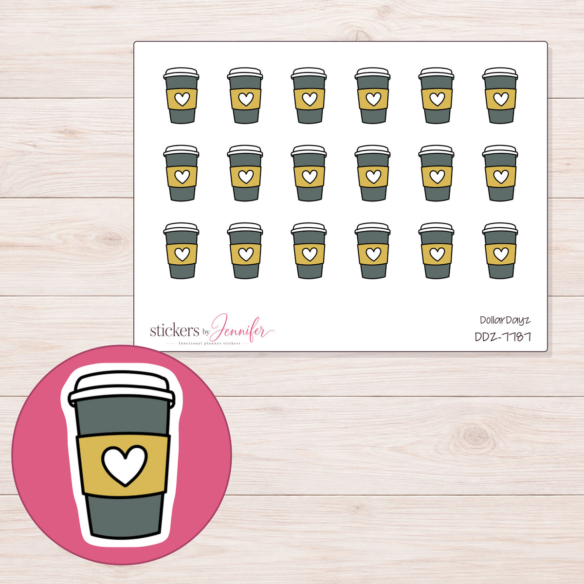DDZ-7787 planner sticker sheet with enlarged sticker detail