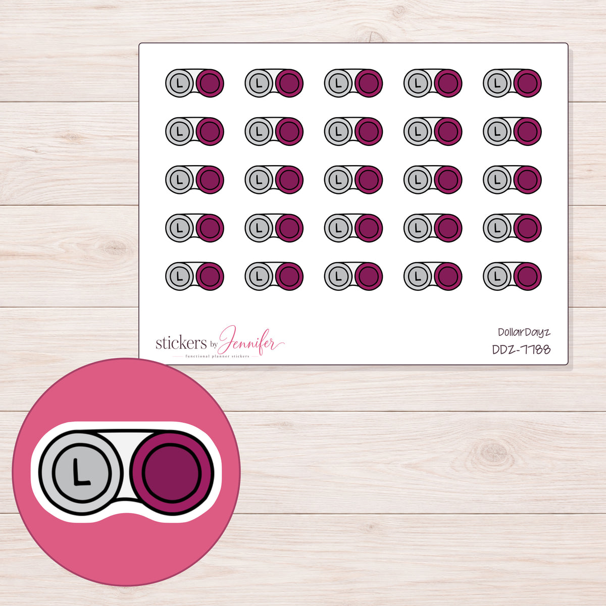 DDZ-7788 planner sticker sheet with enlarged sticker detail