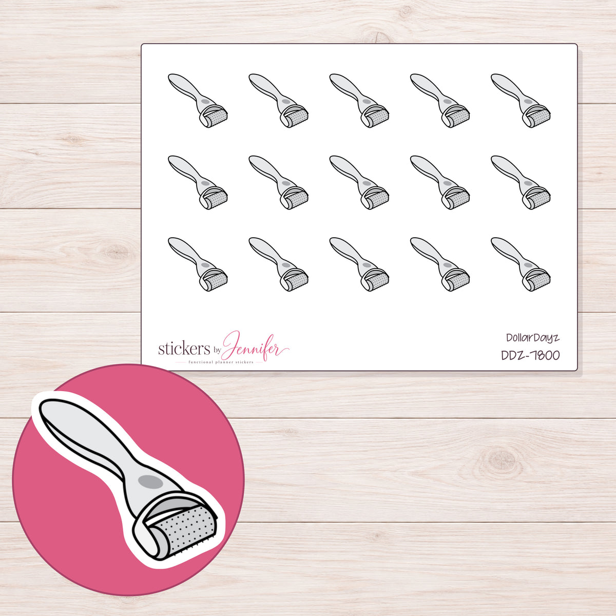 DDZ-7800 planner sticker sheet with enlarged sticker detail