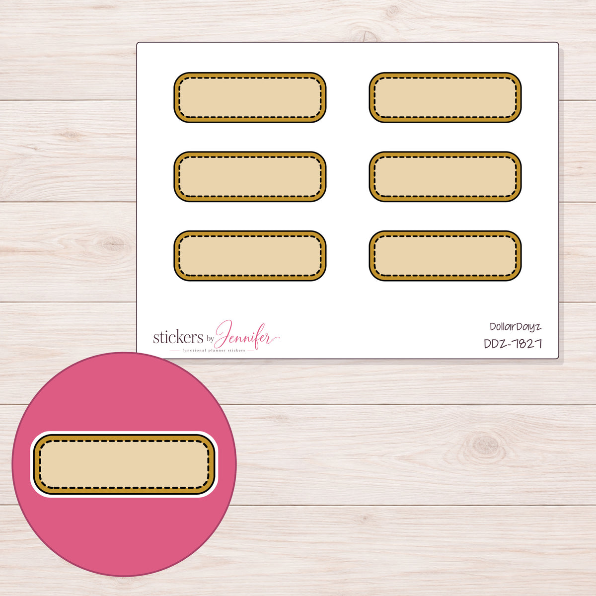 DDZ-7827 planner sticker sheet with enlarged sticker detail