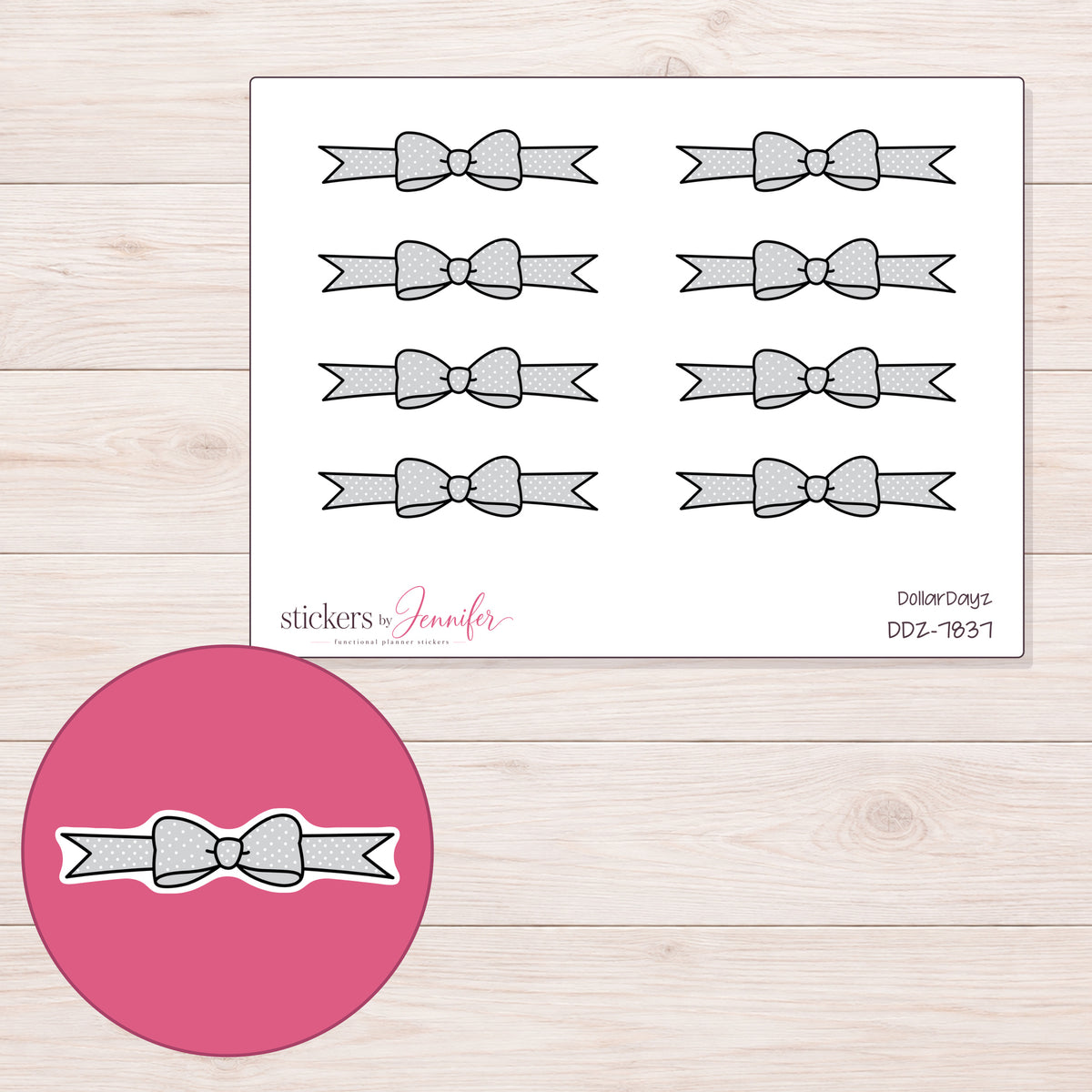 DDZ-7837 planner sticker sheet with enlarged sticker detail