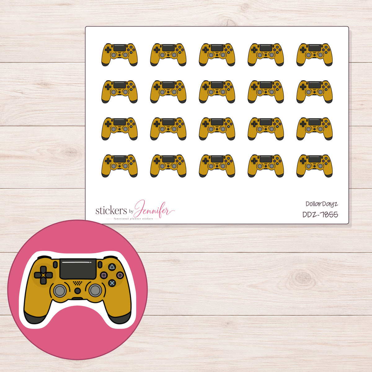 DDZ-7855 planner sticker sheet with enlarged sticker detail